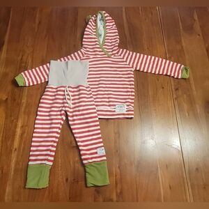 Purl Lamb 2T 3T Striped Hooded Pajama Set